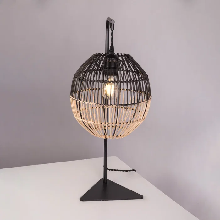 SKD Lámpara de Mesa Ratán Granada T1021 - Lámpara de Techo con Pantalla de Fibra Natural, Estilo Boho-Chic, para Bombilla E27 SKD Lámpara de Mesa Ratán Granada T1021 - Lámpara de Techo con Pantalla de Fibra Natural, Estilo Boho-Chic, para Bombilla E27