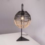 Lámpara de Mesa Ratán Granada con Pantalla Natural y Cuerpo Negro - SKD-T1021