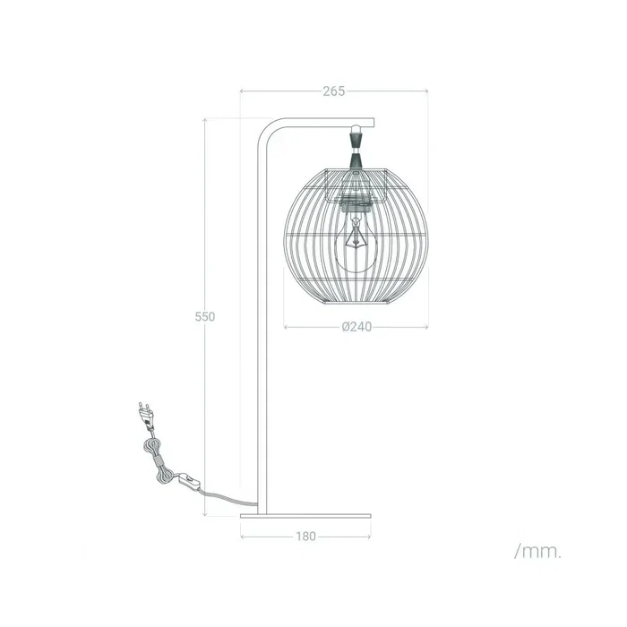 SKD Lámpara de Mesa Ratán Granada T1021 - Lámpara de Techo con Pantalla de Fibra Natural, Estilo Boho-Chic, para Bombilla E27