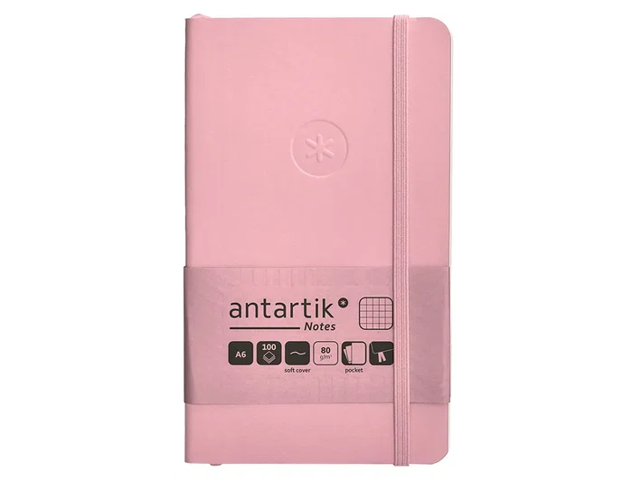 Antartik Cuaderno A6 Tapa Blanda Cuadriculado Rosa Pastel 100 Hojas 80gr Fsc