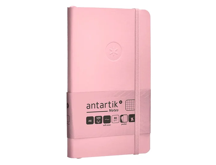 Antartik Cuaderno A6 Tapa Blanda Cuadriculado Rosa Pastel 100 Hojas 80gr Fsc