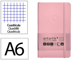 Antartik Cuaderno A6 Tapa Blanda Cuadriculado Rosa Pastel 100 Hojas 80gr Fsc