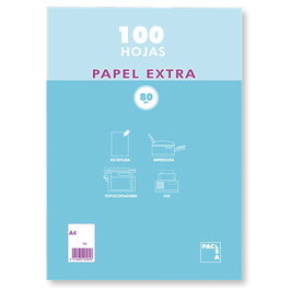Pacsa 21811 Paquete Papel Extra Blanco Satinado Liso 100 Hojas 80 GRS. Formato A4