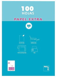 Pacsa Papel Extra A4 100 Hojas 80 gr Liso Sin Taladros Retractilado Blanco