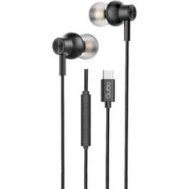 Qubo Auriculares Intrauditivos AU-300C con Micrófono USB Tipo-C, Control Remoto, Driver 10mm, Cable 1.2m, Compatible con iPhone/Android - Negro