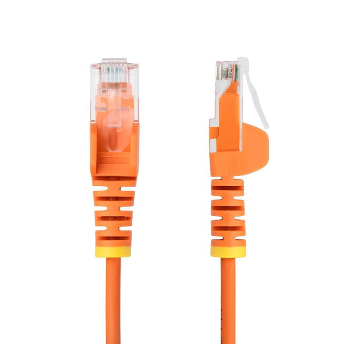StarTech Cable Ethernet N6PAT250CMORS - 2.5 metros, Cat6 Slim, UTP, RJ45, Compatible con PoE++ 100W, 250MHz, Color Naranja