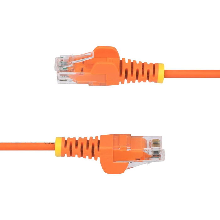 StarTech Cable Ethernet N6PAT250CMORS - 2.5 metros, Cat6 Slim, UTP, RJ45, Compatible con PoE++ 100W, 250MHz, Color Naranja