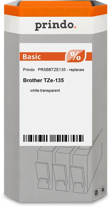 Prindo Cinta mecanográfica PRSBBTZE135 Basic 12 mm x 8 m Blanco sobre transparente Prindo Cinta mecanográfica PRSBBTZE135 Basic 12 mm x 8 m Blanco sobre transparente
