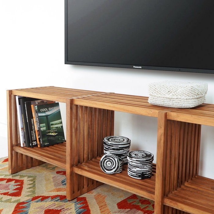 DKD Home Decor Mueble TV Teca 130x30x45 Natural