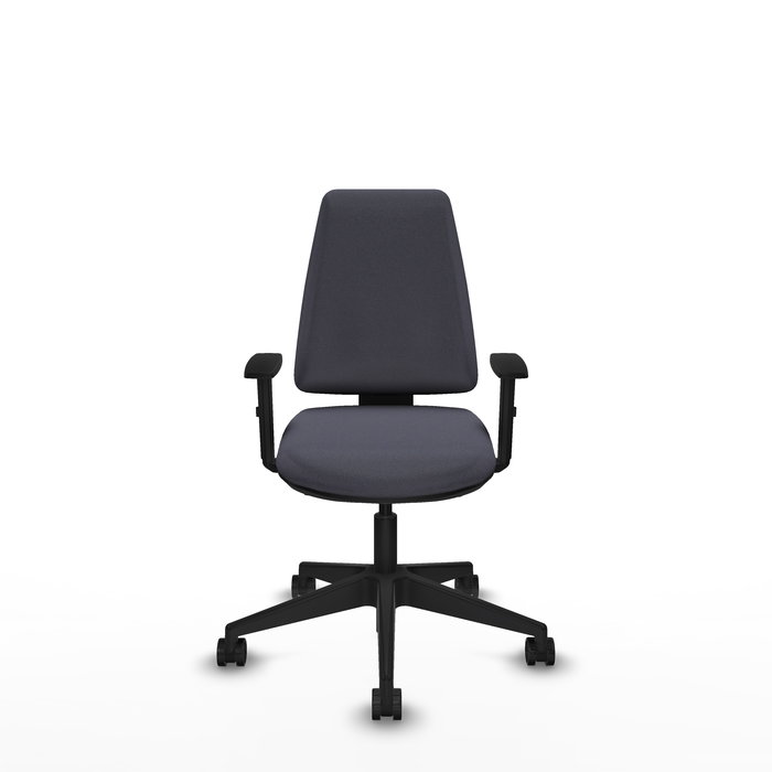 Silla de oficina Elche con mecanismo Asincro tapizada con Tela color Gris oscuro. Equipada con Base piramidal negra, Brazos 1D y Ruedas 65mm nailon Silla de oficina Elche con mecanismo Asincro tapizada con Tela color Gris oscuro. Equipada con Base piramidal negra, Brazos 1D y Ruedas 65mm nailon