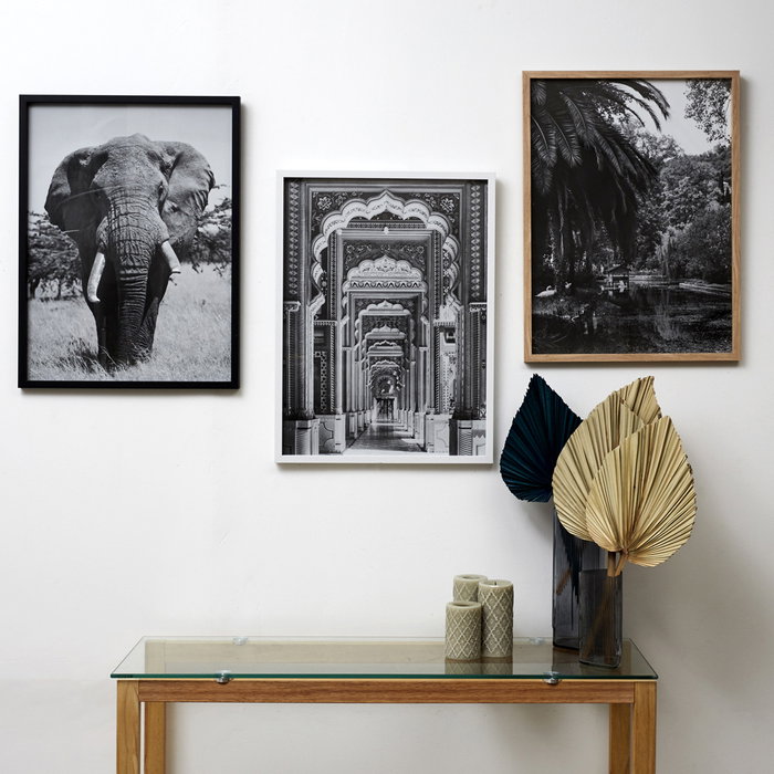 Home Deco Factory Cuadro 45x60 cm Blanco Negro Madera MDF Vidrio Papel Imágenes Blanco y Negro