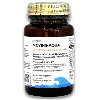 AMAR81 Moving Aqua 30Cap - Complemento para Huesos y Articulaciones con Colágeno UC-II, Vitamina C, D3, K2 y Ácido Hialurónico AMAR81 Moving Aqua 30Cap - Complemento para Huesos y Articulaciones con Colágeno UC-II, Vitamina C, D3, K2 y Ácido Hialurónico