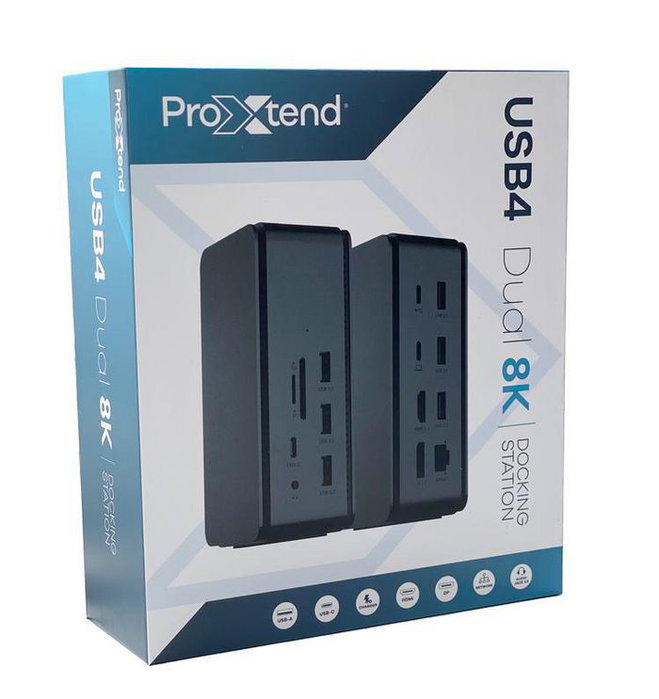 ProXtend USB4 Dual 8K Docking Station, Dark Silver ProXtend USB4 Dual 8K Docking Station, Dark Silver