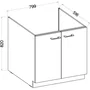 Cuisinier MODENAEVIER802F Mueble bajo fregadero MODENA 80 cm 2 puertas batientes Roble artesanal y negro mate