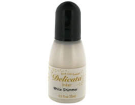 Tsukineko Tinta DELICATA Blanco Metálica Brillante Recarga 15ml