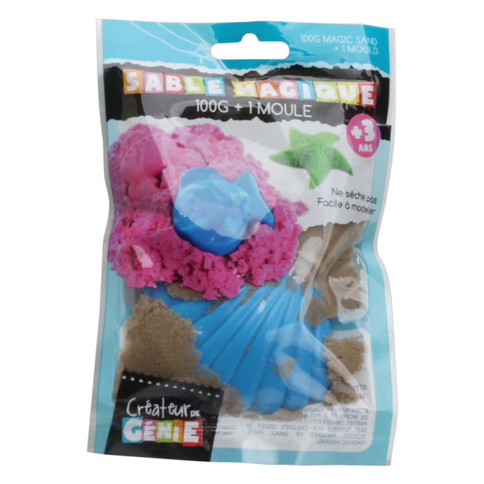 Createur de Genie Arena Mágica Bolsa 100 Gr con Molde Marino Coleccionable Colores Surtidos