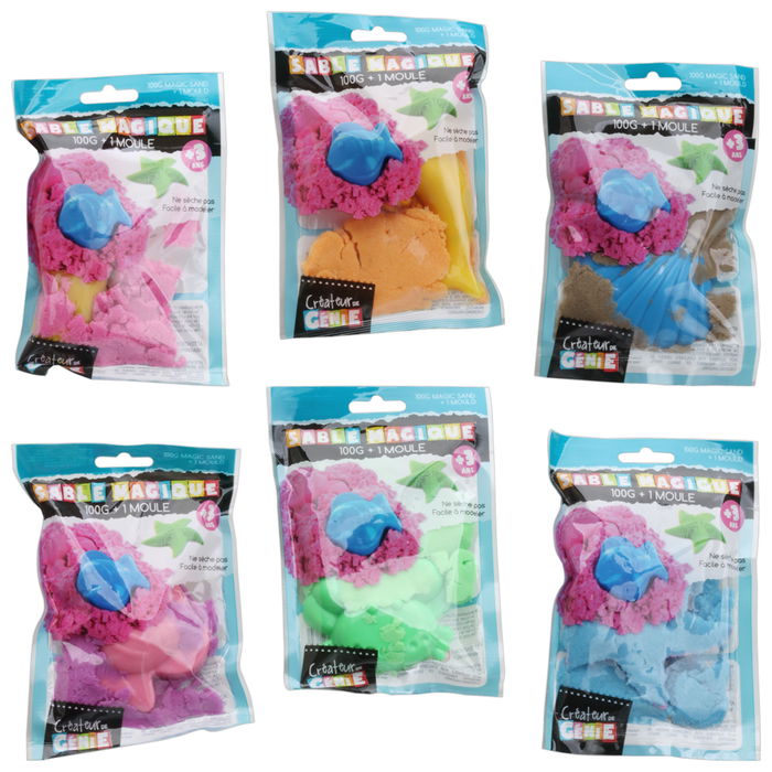 Createur de Genie Arena Mágica Bolsa 100 Gr con Molde Marino Coleccionable Colores Surtidos