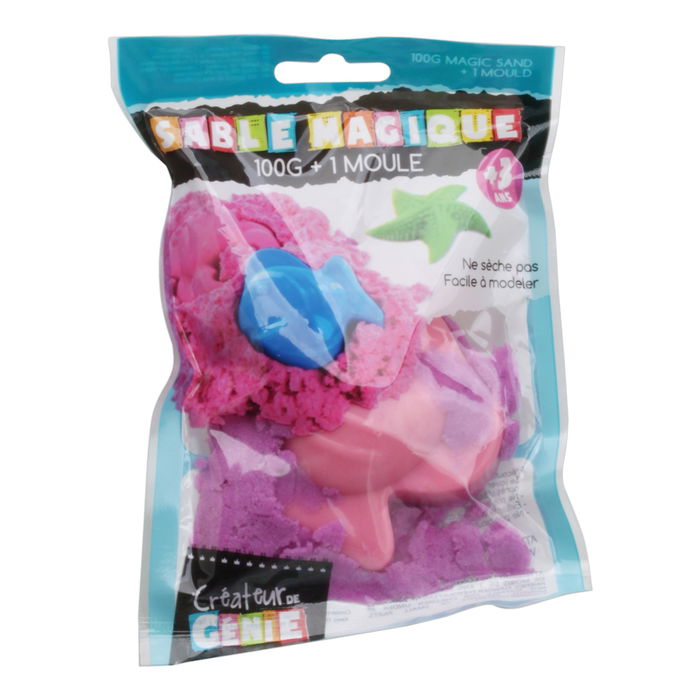 Createur de Genie Arena Mágica Bolsa 100 Gr con Molde Marino Coleccionable Colores Surtidos