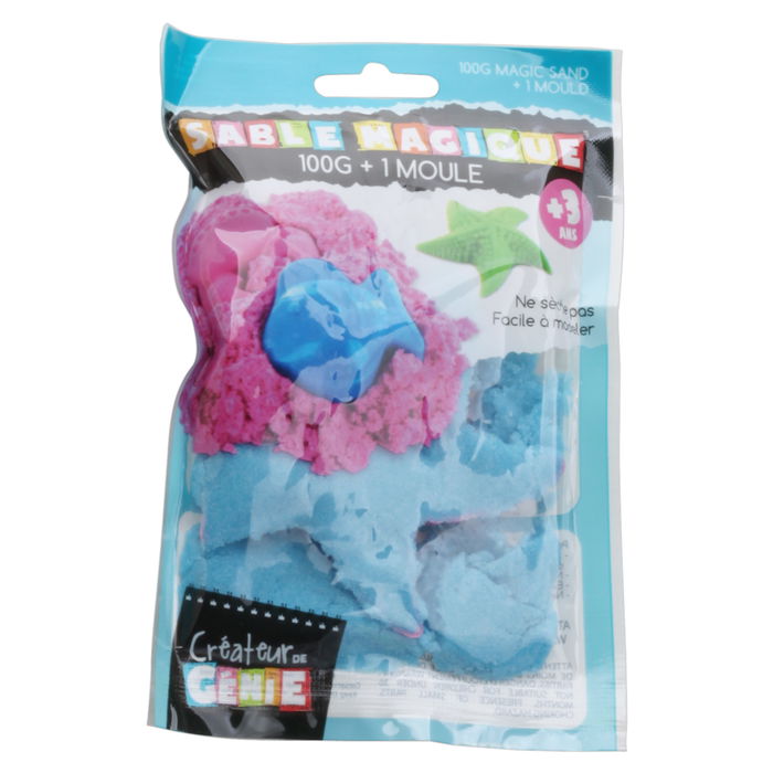 Createur de Genie Arena Mágica Bolsa 100 Gr con Molde Marino Coleccionable Colores Surtidos