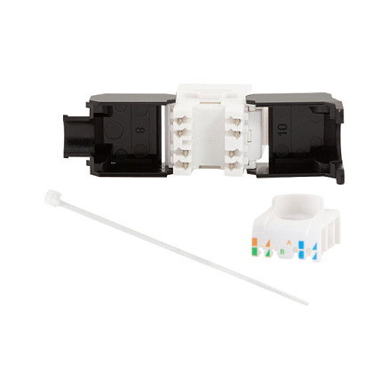 LogiLink NK4066 - Buchse Keystone CAT6a RJ45 180 Grados UTP AWG 22-26 Werkzeuglos, Plano, Negro, Blanco, PoE