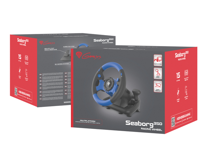 GENESIS Volante + Pedales Seaborg 350 Negro, Azul para Nintendo Switch, PC, PlayStation 4, Playstation 3, Xbox 360, Xbox One, Xbox Series S, Xbox Series X GENESIS Volante + Pedales Seaborg 350 Negro, Azul para Nintendo Switch, PC, PlayStation 4, Playstation 3, Xbox 360, Xbox One, Xbox Series S, Xbox Series X