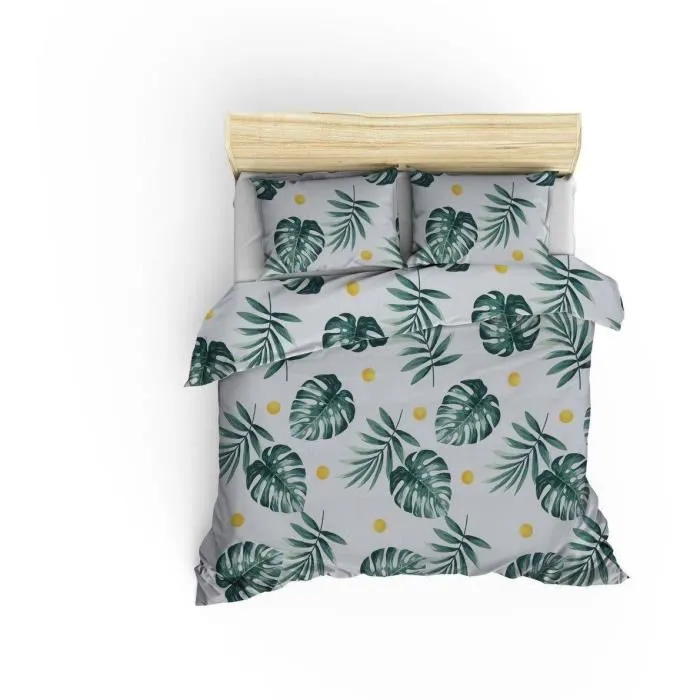 Juego de cama funda nórdica 220x240 cm + 2 fundas almohada 60x60 cm Algodón Poliéster Verde MEN8681875314878 Juego de cama funda nórdica 220x240 cm + 2 fundas almohada 60x60 cm Algodón Poliéster Verde MEN8681875314878