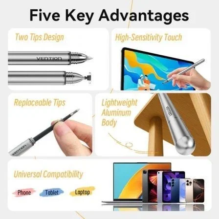 Vention KqMH0 Lápiz óptico universal de aluminio gris