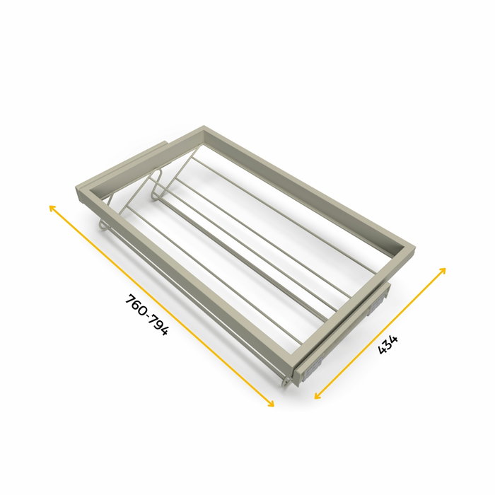 Emuca Kit de zapatero metálico y bastidor con guías cierre suave para armario, regulable, módulo 800mm, Gris piedra