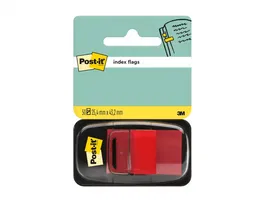 Post-it Banderitas separadoras 680-1 roja, dispensador de 50 unidades, transparentes y reutilizables, 25.4 x 43.1 mm