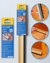 BRIPLAS Bajo Puerta Adhesivo PVC con Cepillo 93 cm Pino