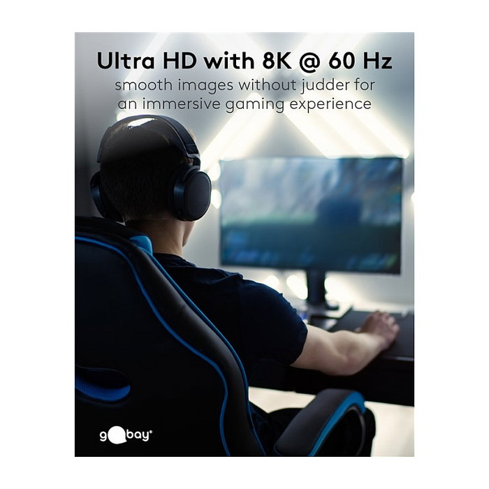 Goobay Cable DisplayPort 1.4 1m Negro 74777 Certificado VESA 32.4 Gbit/s 8K 7680x4320 240Hz HDR, DSC, G-Sync, FreeSync, Audio HD, Macho-Macho