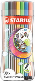 STABILO Rotulador Pen 68, Multicolor, 30 Colores, 30 Piezas, 6830-4