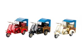 DKD Home Decor Vehículo de Decoración Metal Tuk-Tuk Surtido 3 Colores