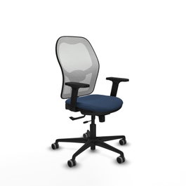 PIQUERAS Y CRESPO Silla de oficina Jorquera con mecanismo Sincro/Traslack, Azul marino y Blanco