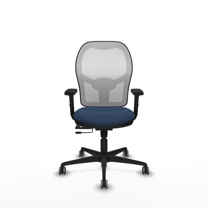 PIQUERAS Y CRESPO Silla de oficina Jorquera con mecanismo Sincro/Traslack, Azul marino y Blanco