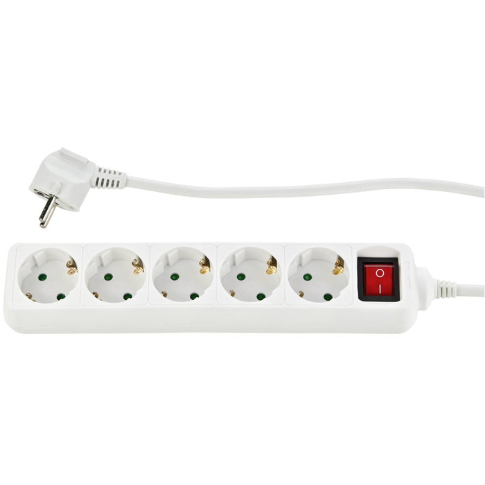 Rev Regleta de mesa 5 tomas 3,0m con interruptor blanco Rev Regleta de mesa 5 tomas 3,0m con interruptor blanco
