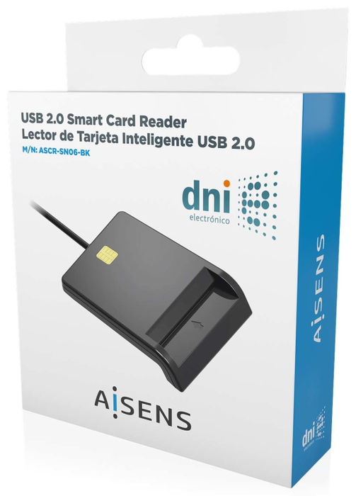Aisens Lector de Tarjeta Inteligente DNI ASCR-SN06-BK Negro