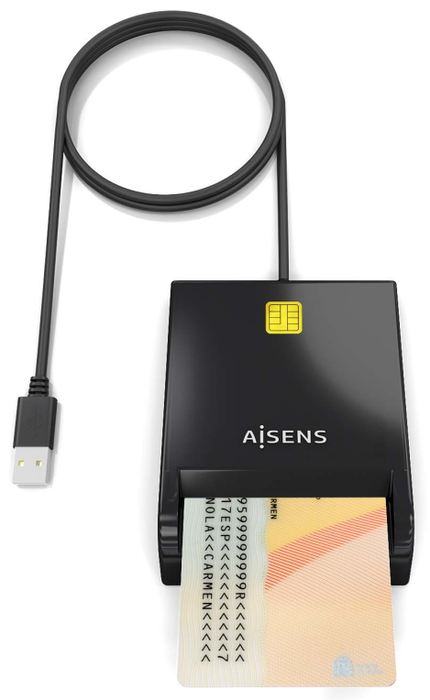 Aisens Lector de Tarjeta Inteligente DNI ASCR-SN06-BK Negro