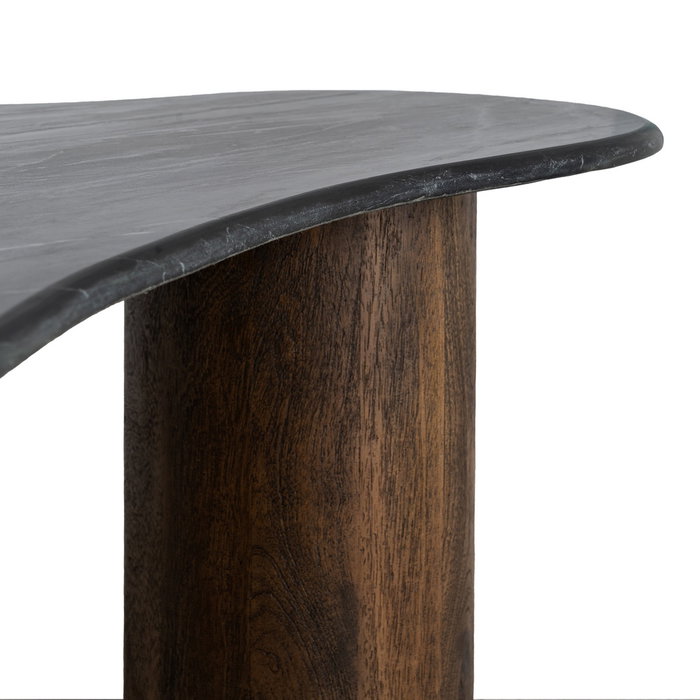 Mesa Centro Negro-Marrón Mármol/Madera 135 X 80 X 37 cm