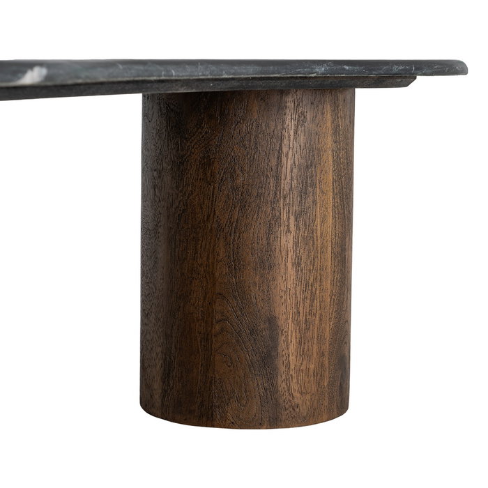 Mesa Centro Negro-Marrón Mármol/Madera 135 X 80 X 37 cm