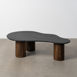 Mesa Centro Negro-Marrón Mármol/Madera 135 X 80 X 37 cm