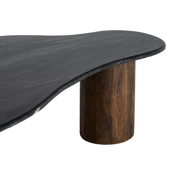 Mesa Centro Negro-Marrón Mármol/Madera 135 X 80 X 37 cm
