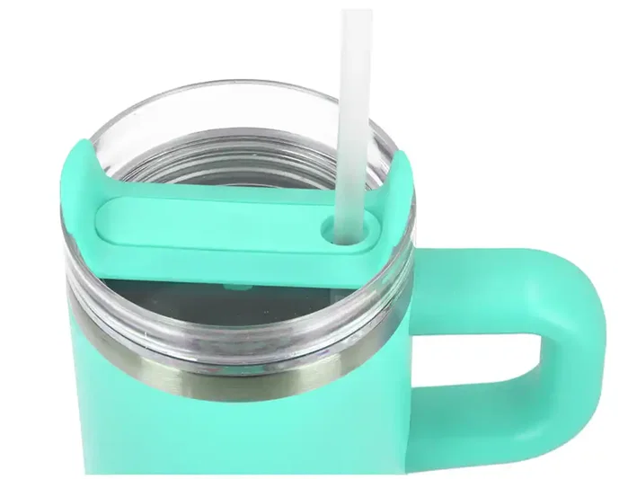 Antartik Taza térmica Pulse con asa y pajita, 570 ml, azul celeste
