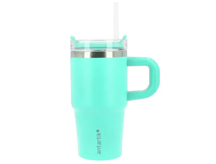 Antartik Taza térmica Pulse con asa y pajita, 570 ml, azul celeste
