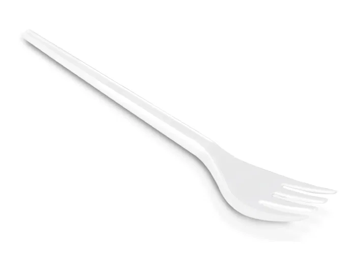 Blanca Tenedor de plástico blanco reutilizable para hostelería, paquete de 100 unidades, 30x190x95 mm