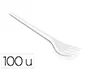 Blanca Tenedor de plástico blanco reutilizable para hostelería, paquete de 100 unidades, 30x190x95 mm