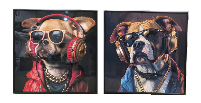DKD Home Decor Cuadro Perro Gafas Surtido de 2 Piezas DKD Home Decor Cuadro Perro Gafas Surtido de 2 Piezas