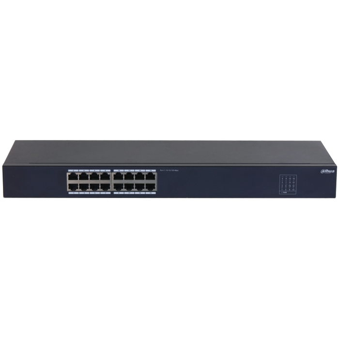 Dahua SF1016 Switch No Administrado L2 Gigabit Ethernet 16 Puertos Fast Ethernet (10/100) Negro Montaje en Rack