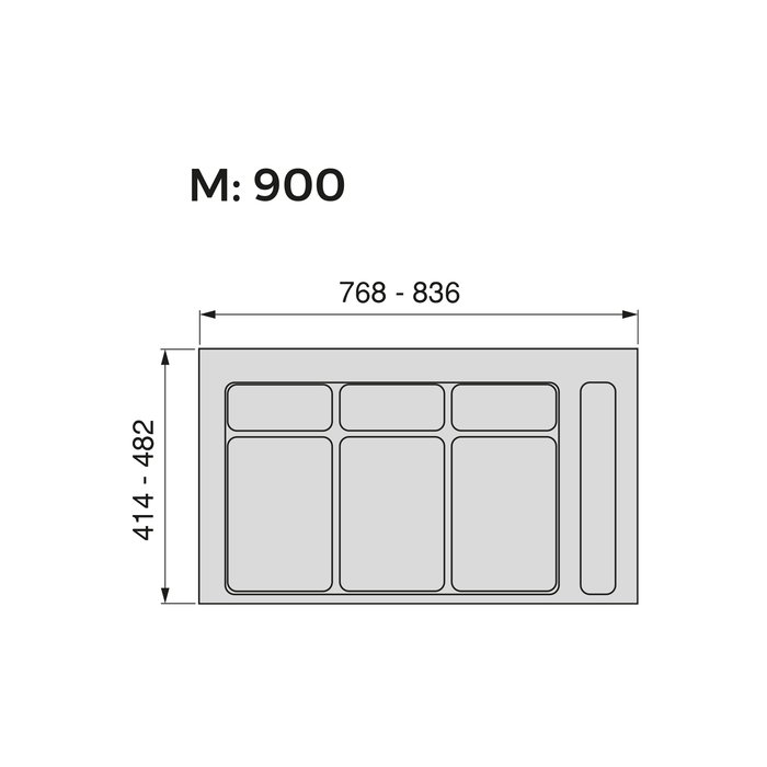 Emuca Base para contenedores de cajón cocina Recycle, 3 huecos, módulo 900mm, Plástico gris antracita