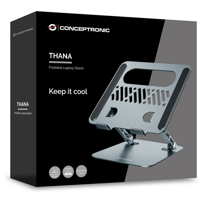 Conceptronic THANA10G Soporte para portátil plegable y ajustable Gris